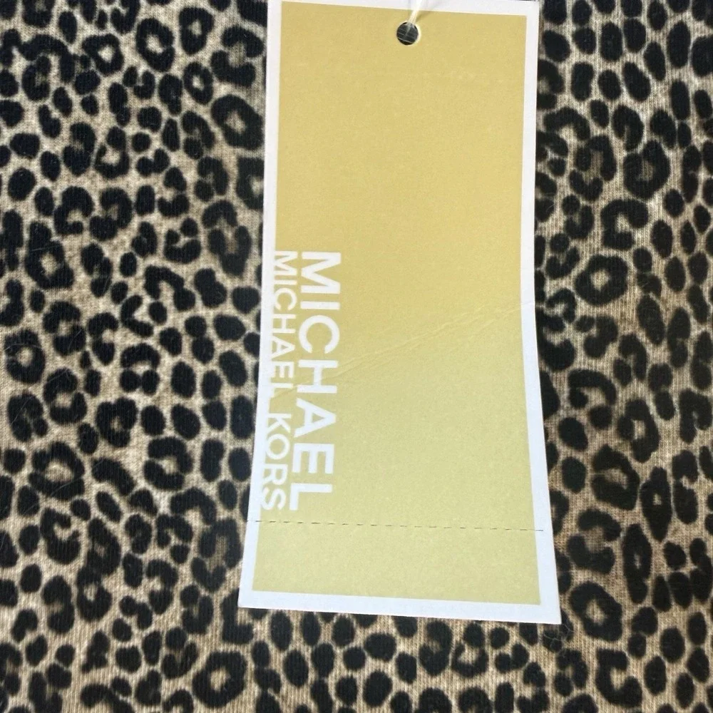 Michael Kors Leopard Print Cold Shoulder Cutout Knit Shift Dress M QU28FUT3Y8